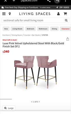 Pink velvet stools with black and gold legs