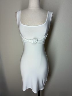 PrettyLittleThing White Bodycon Mini Dress with Knot Detail