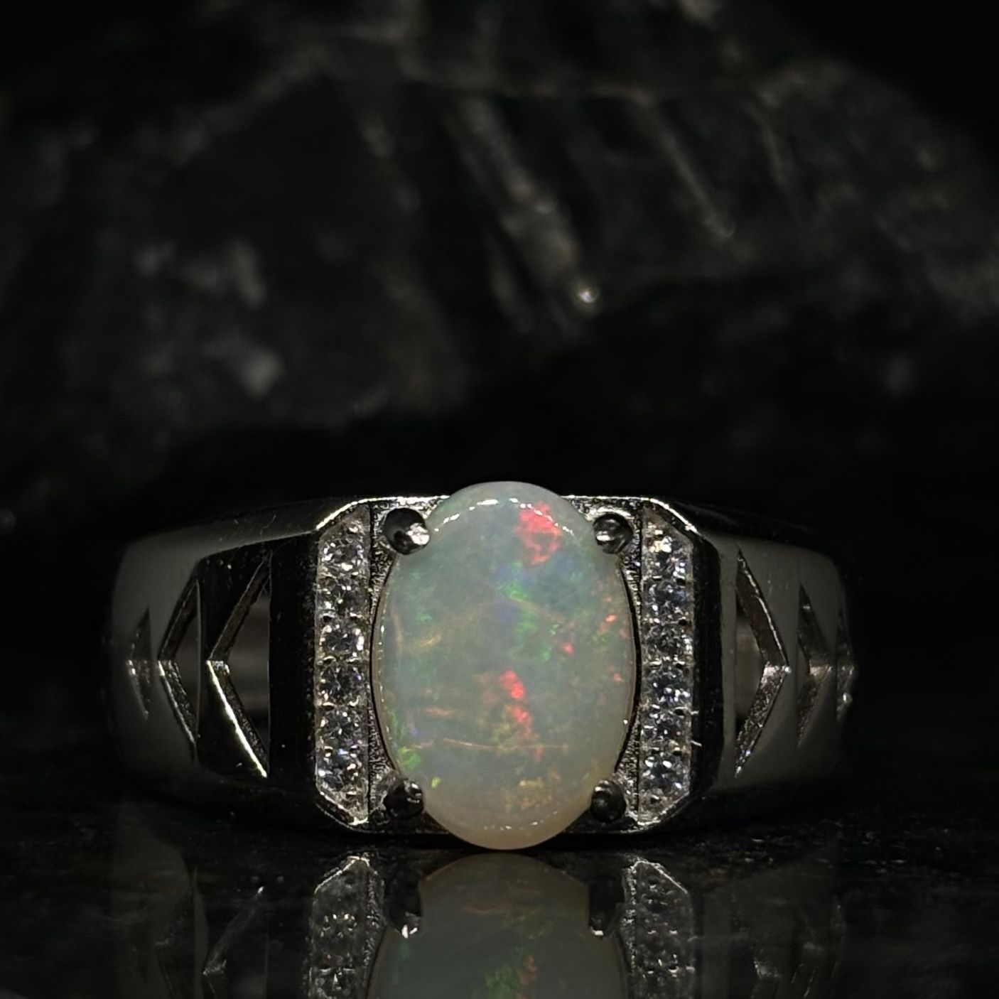 Oversized Horca Brazilian Opal Set In A Custom Designer Sterling Silver Ring