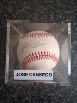 Jose Canseco Autographed Baseball in Display Case