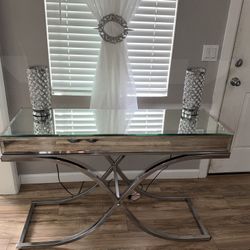 Glass Mirror Entryway Console Table 