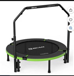 BCAN 40" Foldable Trampoline, Fitness Rebounder with Adjustable Foam Handle, Exercise Trampoline for