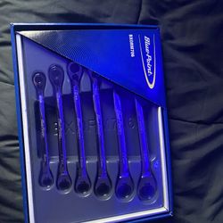 6 pc 12-Point Metric 25° Offset Reversible Ratcheting Box Wrench Set (8-19 mm) (Blue-Point®)