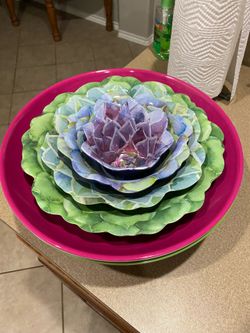 Cactus Themed Kitchen Chip ‘n Dip or Salad Nesting Bowls