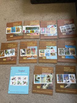 Vintage National Wildlife Federation Stamp Album Collection (10 Albums) 1959–1968 + Songbird