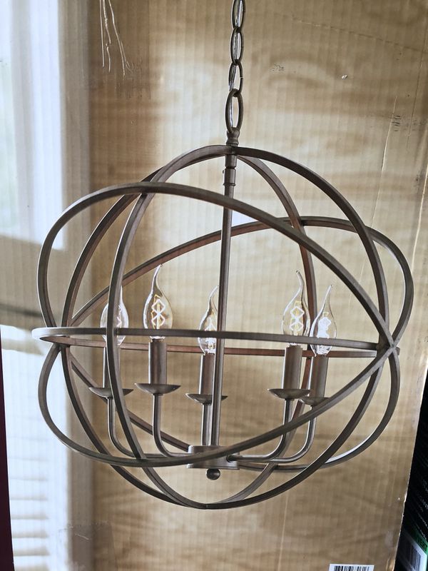 Home Decorators Collection Sarolta Sands 5 Light Antique Home Decorators Collection Sarolta Sands 5 Light Antique Silver Orb Pendant New In Box