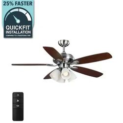 New Hampton Bay Hollis 52” LED Ceiling Fan – Brushed Nickel – 6,082 CFM