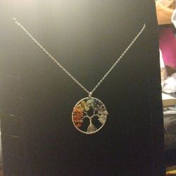 Multi-semi Precious Stone Tree Of Life Necklace