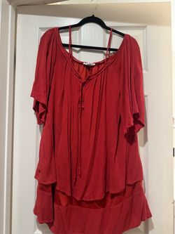 Papaya Red Boho Blouse