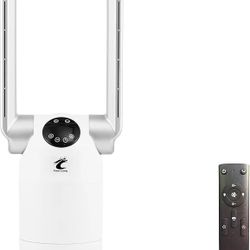 Ocean Loong 1500W Bladeless Tower Fan & Space Heater Combo for Home with Remote Control Timer Oscillation Tip-Over Switch and Adjustable Thermostat, 2