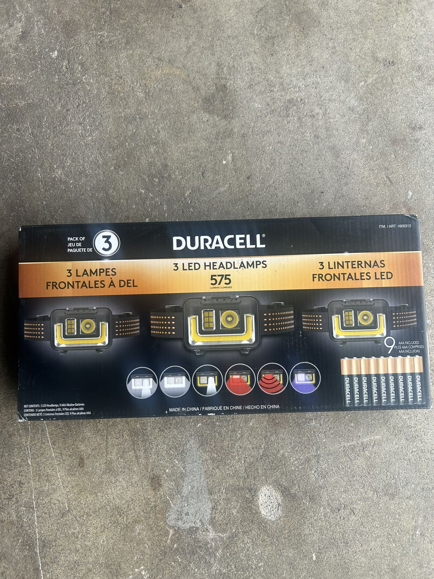 Headlamps Duracel 3pack