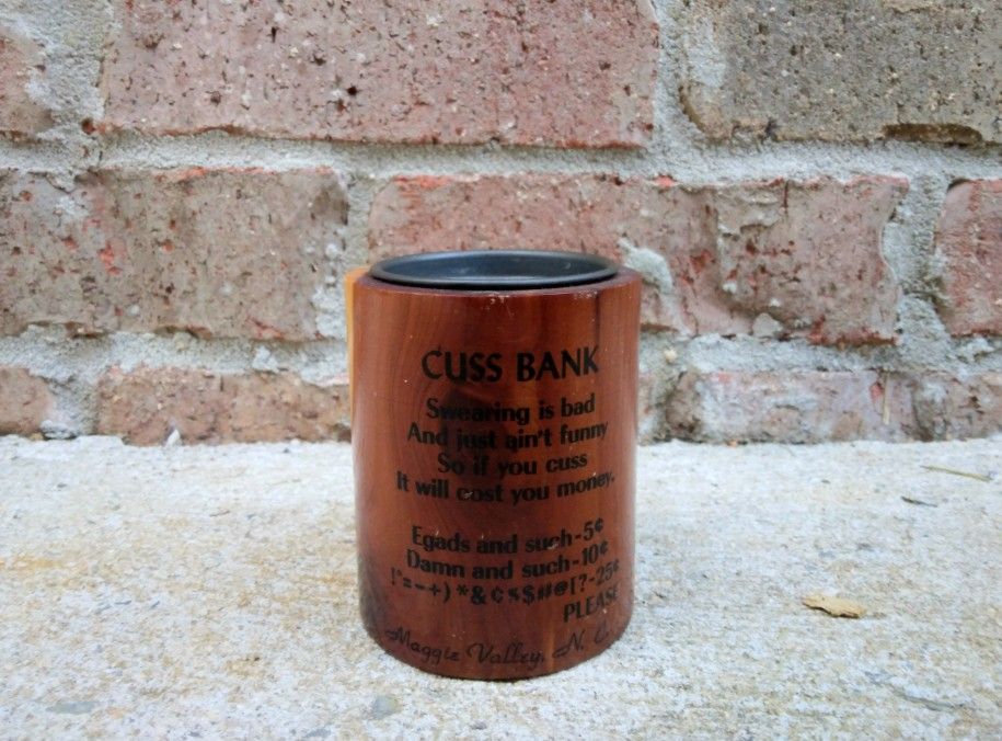 Vintage Small Wood Cuss Bank