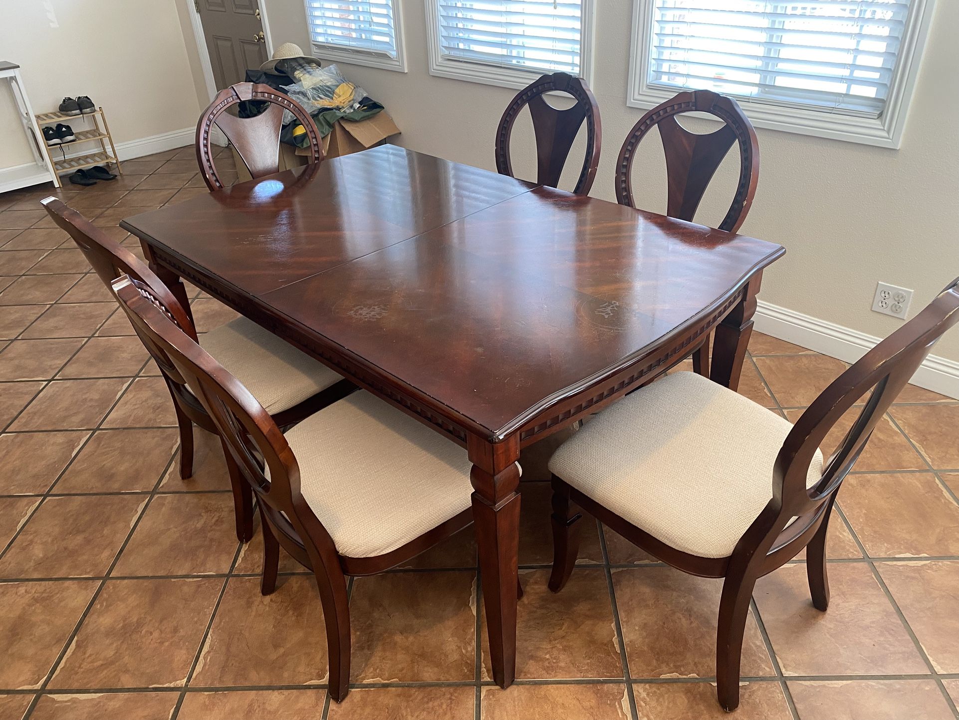 Dining table with six chairs
