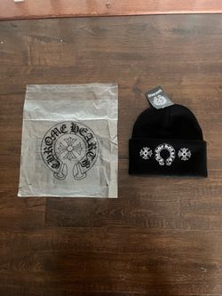 Black Chrome Heart Beanie
