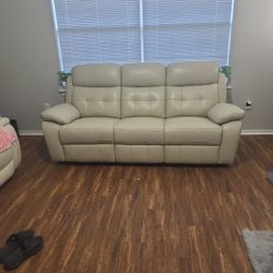 For Sale Beige Reclining Sofa.