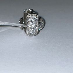 .925 Silver CZ Hoop Earrings 