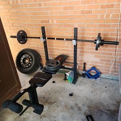 Weight Bench Bar And 210 Pounds