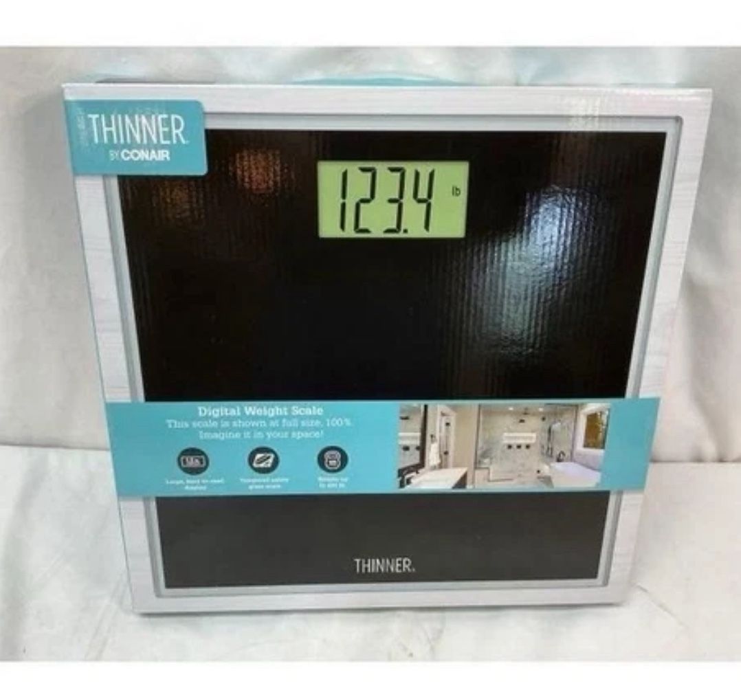Digital Weight Scale. thinner body scale by conair. Heavy Duty Black Scale