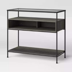 Brand New Project 62 Fulhan Console Glass Top Console Table With Wood Shelves 