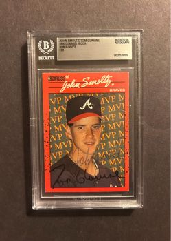 1990 Donruss #BC12A Bonus MVP's *ERROR* w/ dual on card autos of Glavine & Smoltz. Negotiable