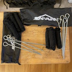 Caravan Guy Lines, Steel Tent Stakes & Carry Bags – Camping / Outdoor Set