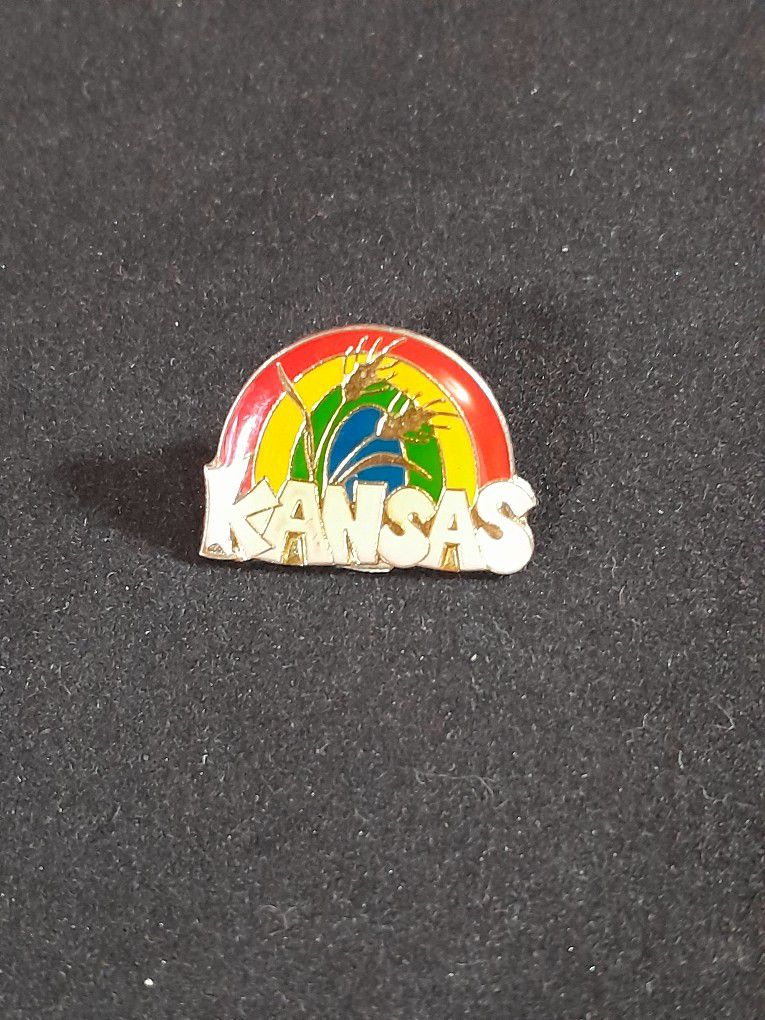 Vintage Kansas State Enamel Lapel Hat Pin 