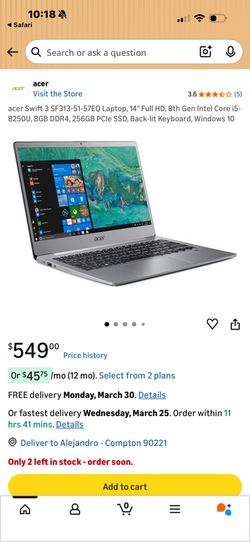 ACER LAPTOP SWIFT 3