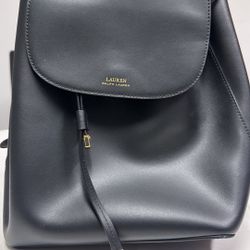 Lauren Ralph Lauren Black Leather Backpack
