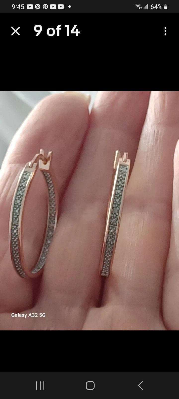DBJ Sterling Silver Gold Vermeil & One Diamond Hoop Earrings