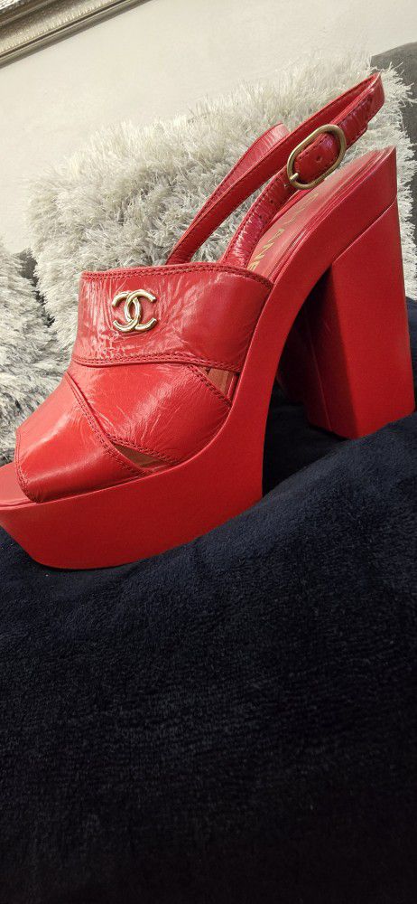 CHANEL RED HEELS
