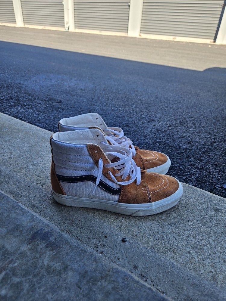 Vans Sk8-Hi Brown Suede White High Top Sneakers Men’s 8