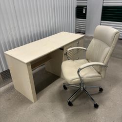 Leather chair & desk with drawers and file cabinet… 60 “ wide , 24” depth, 30” high … $150 For Both