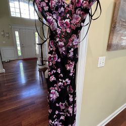 Black With Purple Design Prom Dress