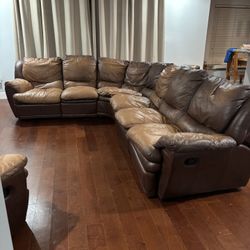 Leather Sectional W/ Recliner 