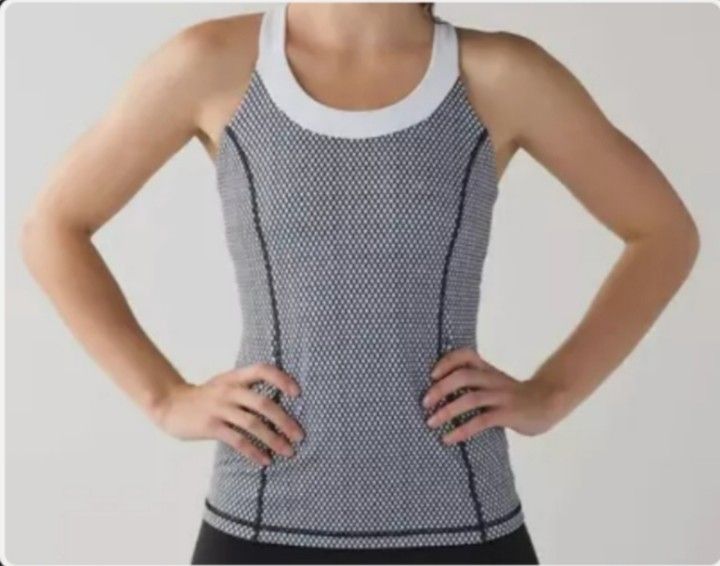 Lululemon Enhearten Tank Mish Mesh White Black / White size 8 new with tags