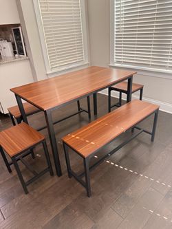 Walnut 5-Piece Dining Table Set
