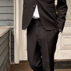 Teen Boys Black Tuxedo Suit – Sacca Sartoriale 100% Wool – Size 28 Pants / Jacket 16