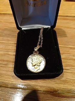 Gold-plated Liberty dime necklace
