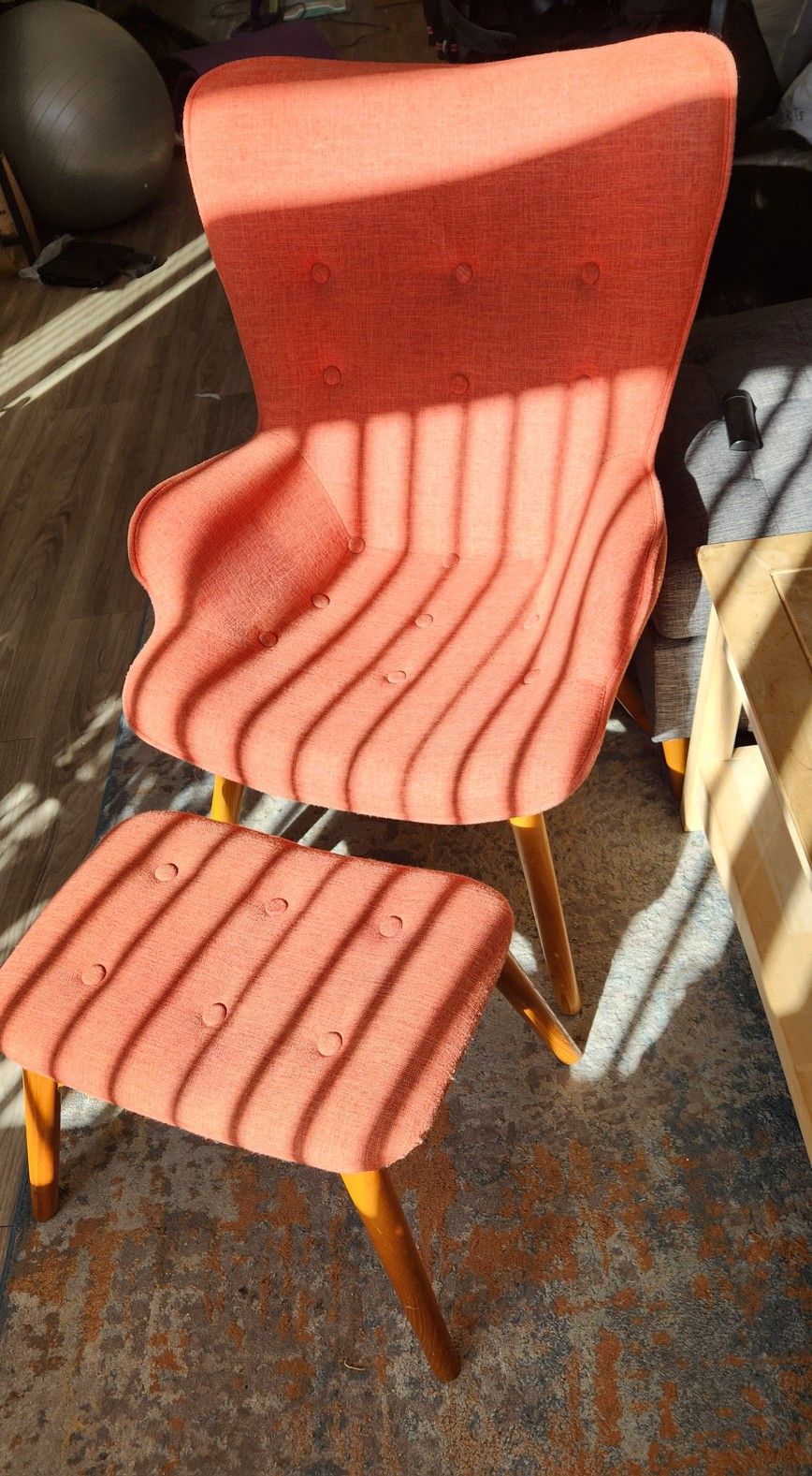 MCM Wingback Chair and Ottoman Set