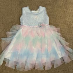 Girls Party Dress- Light Blue & Pink 