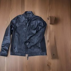  Premium Deluxe Denim Fried Leather Jacket NYC 2015 – Black Motorcycle Biker Style Size L