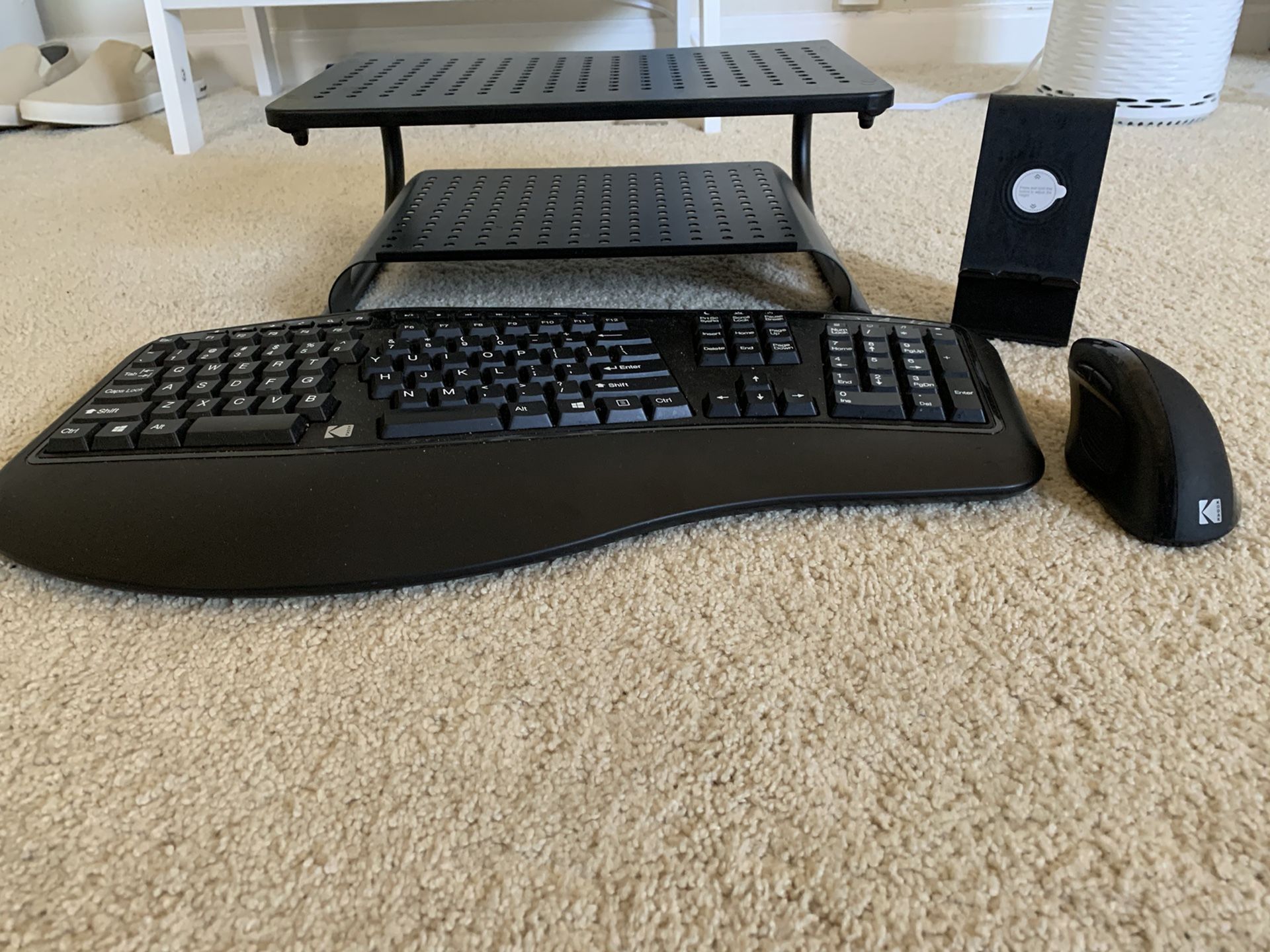 ergonomic office set up with wireless keyboard/mouse