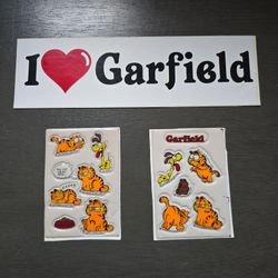 Vintage Rare 1978 United Feature Garfield Puffy Stickers Lot of 3 Odie Pookie