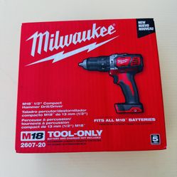 NEW IN BOX Milwaukee M18 2607-20 Cordless 1/2" Compact Hammer Drill 18 Volt 18V