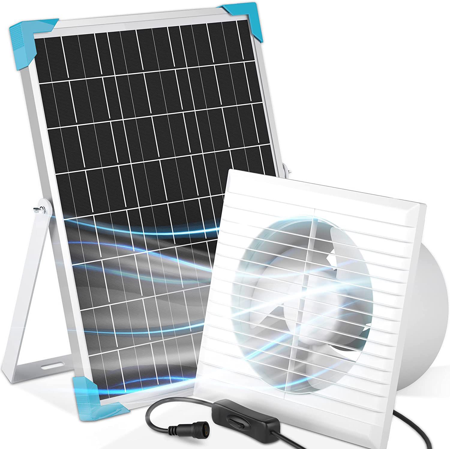Solar Fan for Shed, 15W Solar Panel, 2022 RPM Fan, Solar Greenhouse Fan, Solar Exhaust Fan for Chicken Coop, Duck House, Dog Kennel, and More