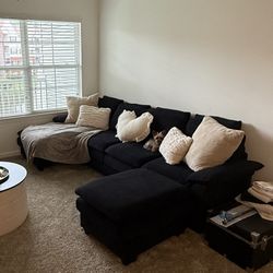 Black Sectional Couch With Ottoman 