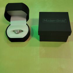 10K White Gold Diamond Engagement AND Wedding Rings 