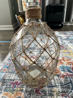 Glass Demijohn Bottle with Jute Rope Netting