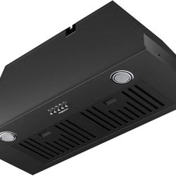 30 Inch Built-in Range Hood,Dutched/Dutchless Convertable with 600CFM Suction,Vent Hood with Bright LED Light,3 Speed Fan,Black