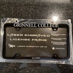 Grinnell College License Plate Frame Black Zinc Metal Alloy 